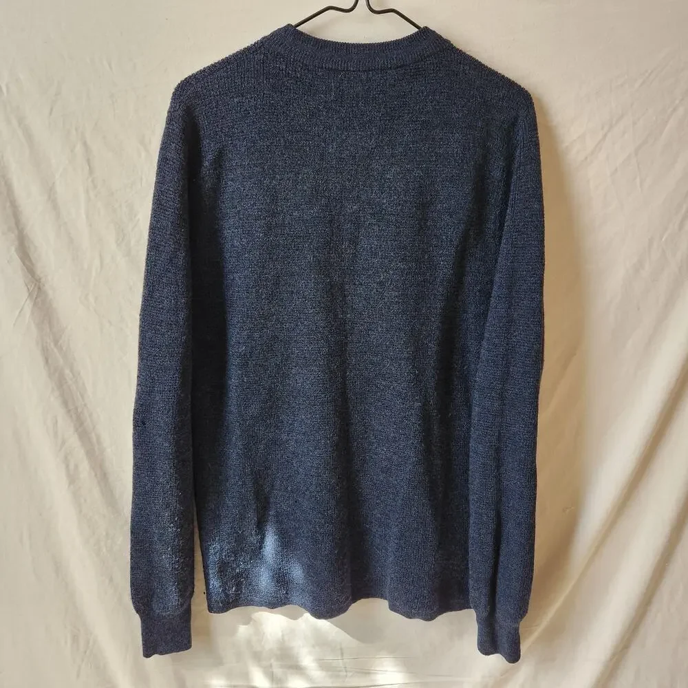 J.Crew Destination 100% Merino Wool Sweater Sz L Blue Crewneck Upscale Neutral